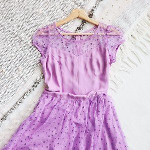 Glitter Dot Mesh Prom Wedding Dress Purple size M